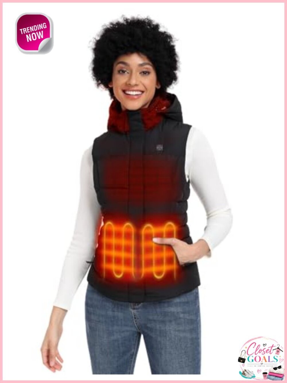 800-Fill Duck Down Heated Vest Detachable Hood Battery Included